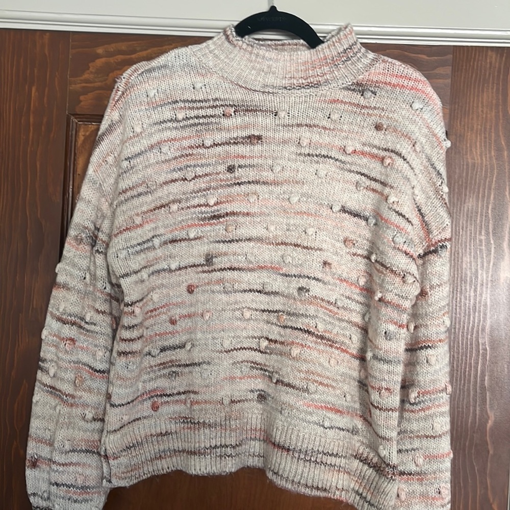 Pink Bubble Turtleneck Sweater